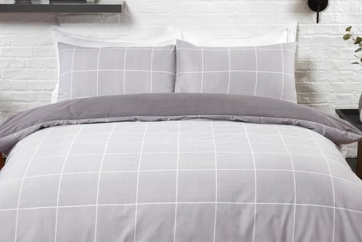 Grid Check Grey Bedding Set Offer, Grey Super King Size Bedding