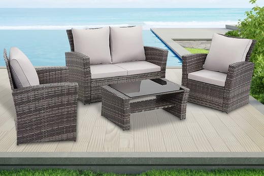 4-Piece Rattan Sofa Set Offer - LivingSocial