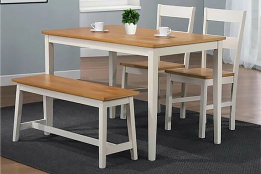 4pcs Solid Wooden Dining Furniture Set, Solid Wood Dining Table And Chairs Uk
