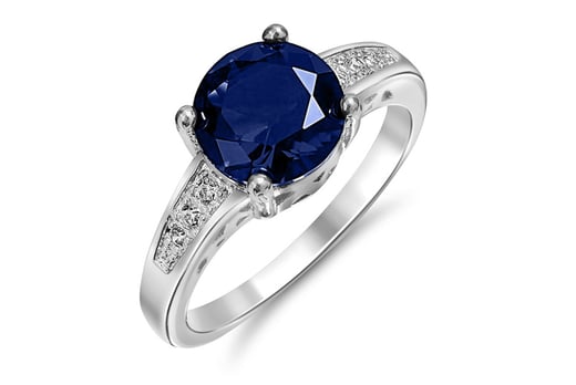 GameChanger-Associates-Ltd.---Rhodium-Plated-Blue-Cubic-Zirconia-Ring