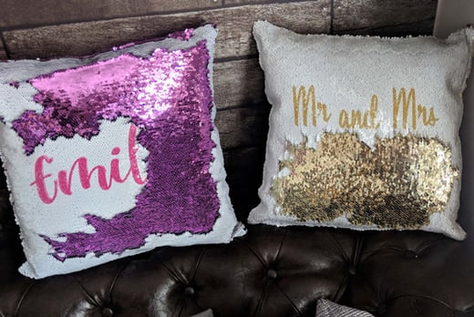 personalised sequin cushion