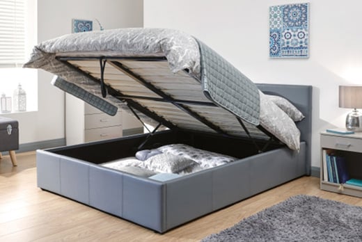 Grey Faux Leather Ottoman Bed Deal, Leather Ottoman Bed