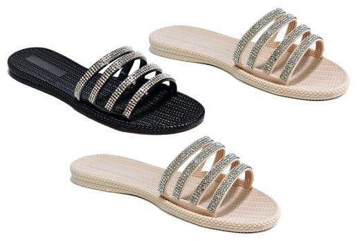 ladies diamante sliders