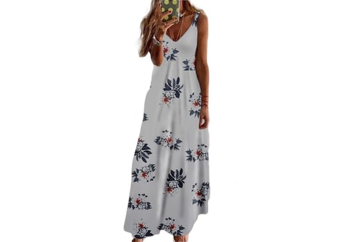 blue and green maxi dress