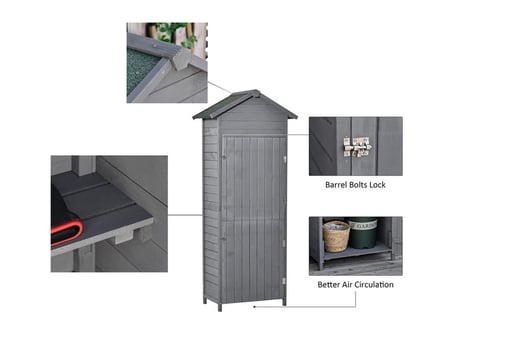 Wooden-Shed-Utility-Timber-Garden-Storage-Roof-Tool-Cabinet-Lockable-Door-4