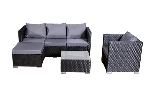 5 Seater Garden Rattan Set Offer Livingsocial - Black Rattan Garden Furniture With Grey Cushions