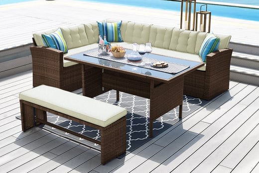 9-Seater Grey Rattan Corner Dining Set Deal | Shop | Wowcher