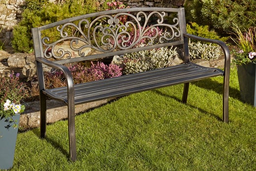 henley metal garden bench