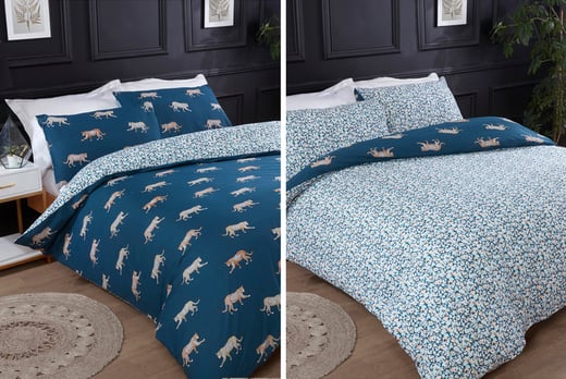 Teal Leopard Duvet Cover Set Offer, Leopard Print Super King Size Bedding