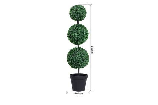 PE-Set-Of-2-Artificial-Boxwood-Three-Balls-Topiary-Plant-Tree's-Green-5