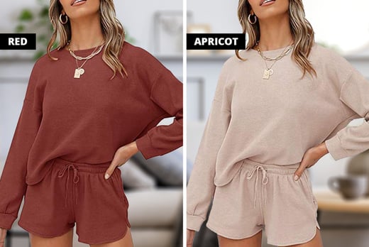 Women-Casual-Long-Sleeve-Pullover-Sweatshirt-and-Shorts-Set-3