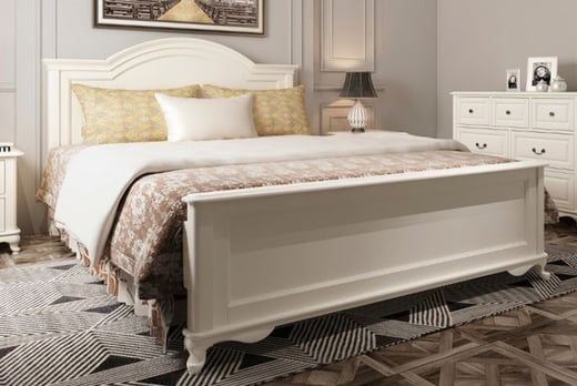 King Size Bed in Vintage White Offer - Wowcher