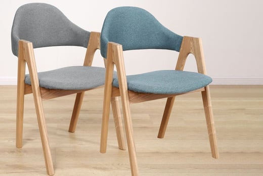 Set Of 2 Oak Dining Chairs Offer Wowcher, Light Blue Wooden Dining Chairs
