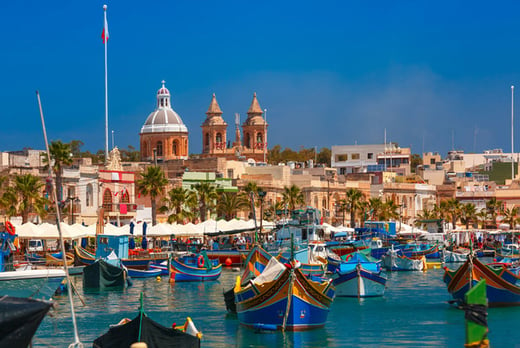 Luzzu, Malta, Stock Image - Fishing Village