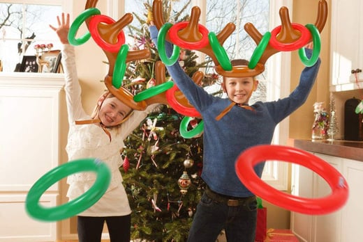PROACC Gonflable Reindeer Antler Ring Toss Jeu Noël Party Toss Jeu pour la Famille Enfants Bureau Xmas Fun Games par 2 Antlers 8 Rings 