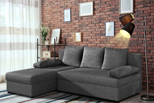 Toledo Corner Sofa Bed - Black or Grey! - Wowcher