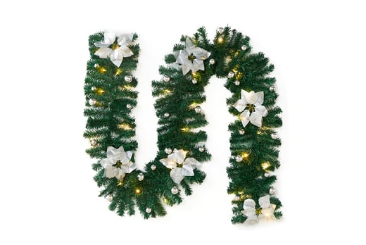 9FT-Pre-Lit-Christmas-Garland-with-Lights-Door-Wreath-Xmas-Fireplace-Decor-LED-2