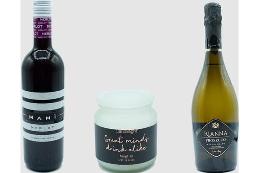 Wine or Prosecco Gift Set With Candle Voucher