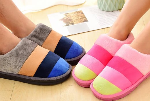 Colourful-Stripe-Plush-Slippers-1