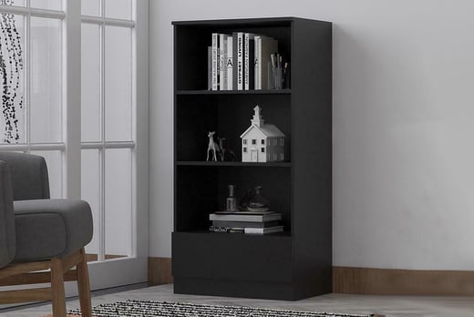 Bookcase With Bottom Drawer Offer Wowcher, Dark Grey Bookcase With Drawers