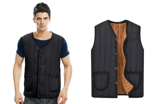 Men’s Fleece Lined Gilet - 3 Sizes spiked 6/1 - Wowcher