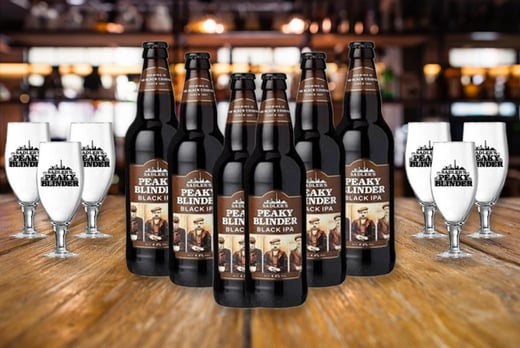6 Black IPAs and 6 Stemmed Glasses – Sadler’s Peaky Blinder Brewery 