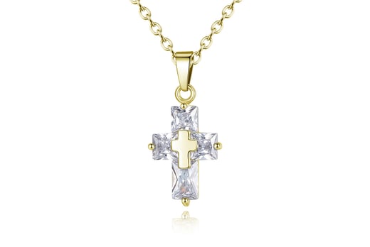 Golden-Christian-Cross-Crystal-Necklace-2