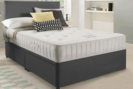 Grey-Suede-Fabric-Divan-Bed-with-Mattress,-Headboard-&-Optional-Drawers