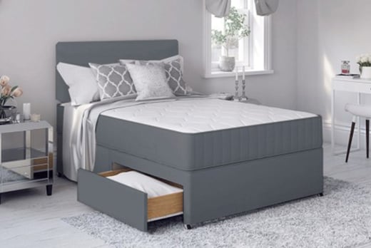 grey double divan base with headboard