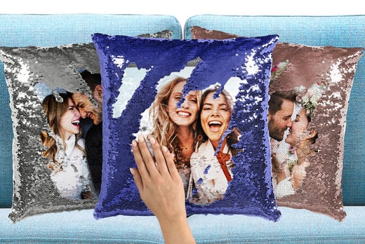photo sequin pillow
