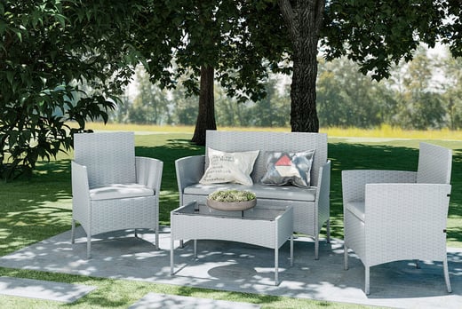 4 Piece Rattan Garden Set Deal Wowcher, 4 Seater Rattan Garden Furniture Set Grey