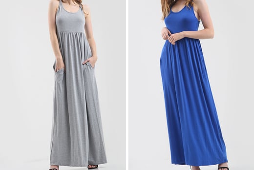 Jersey Maxi Dress- 12 Colours Deal - Wowcher