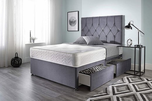 Grey Plush Divan Bed Set Offer - Wowcher