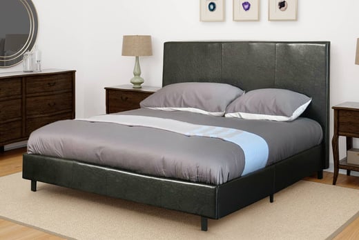 faux-leather milan bed with optional mattress