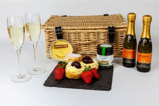 A Devon cream tea and Prosecco hamper for two including seven items from Devon Hampers (was £29) OR redeem towards another available deal