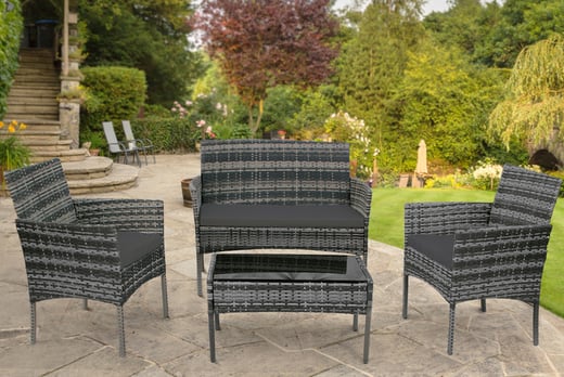 4-Seater Mixed Rattan Garden Furniture Set Deal - Wowcher