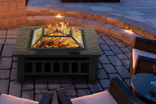 Xl Square Black Metal Fire Pit Offer, Square Stone Fire Pit Uk