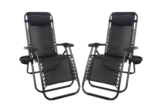 2-PCS-Zero-Gravity-Folding-Lounge-Beach-Chairs-Tray-Outdoor-Recliner-UV-Protect-2