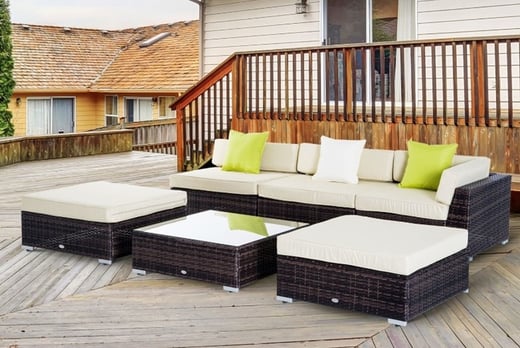 5Seater Rattan Garden Furniture Set w/Coffee Table Wowcher