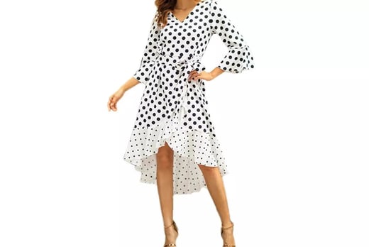 polka dot dip hem dress