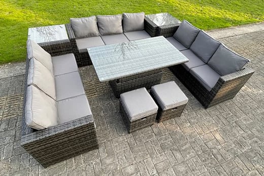 11-Seater U-Shaped Rattan Sofa With Adjustable Table Offer - LivingSocial