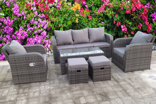 Recliner Rattan Garden Dining Sofa Set Offer - LivingSocial