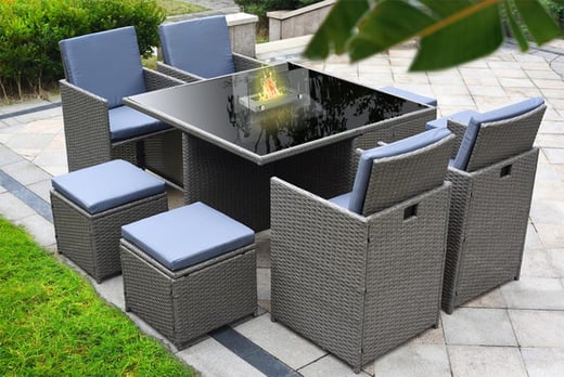 8-Seater Monument Polyrattan Cube Garden Furniture Set - Wowcher