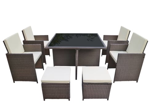 8-Seater Monument Polyrattan Cube Garden Furniture Set - Wowcher