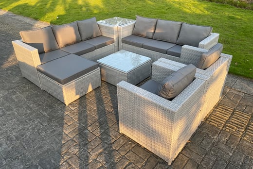 Garden Rattan Furniture 9-Seater Lounge Set Offer - LivingSocial