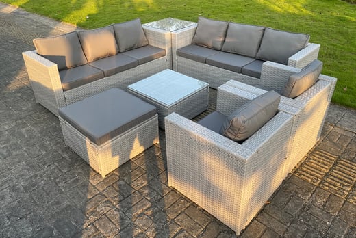 Garden Rattan Furniture 9-Seater Lounge Set Offer - LivingSocial