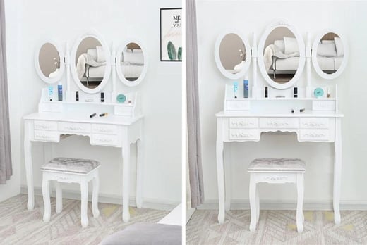 Tri-Folding-Mirror-7-Drawers-Vanity-Table-1