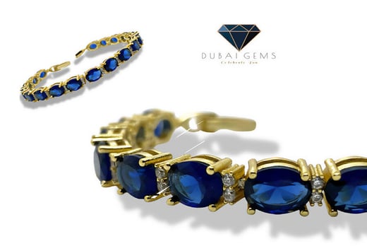 Yellow-Gold-Finish-Sapphire-Blue-And-Created-Diamond-Tennis-Bracelet-1
