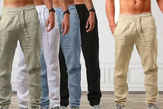 Men's-Summer-Cotton-Elastic-Waist-Trousers-1