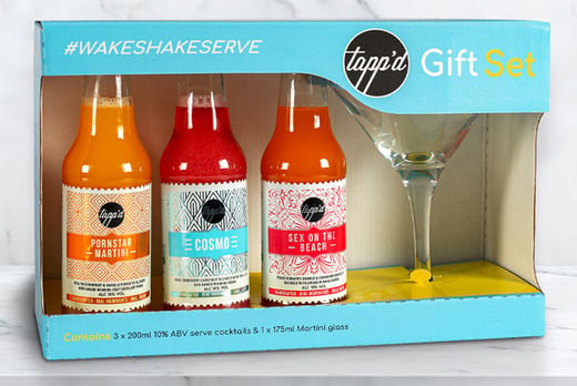 Cocktails & Glass Gift Set – Three Cocktails and a Martini Glass